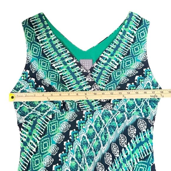 Rabbit Rabbit Rabbit Dress Womens SZ 12 Navy Blue Green Flowy Midi Boho 70's - Picture 10 of 13